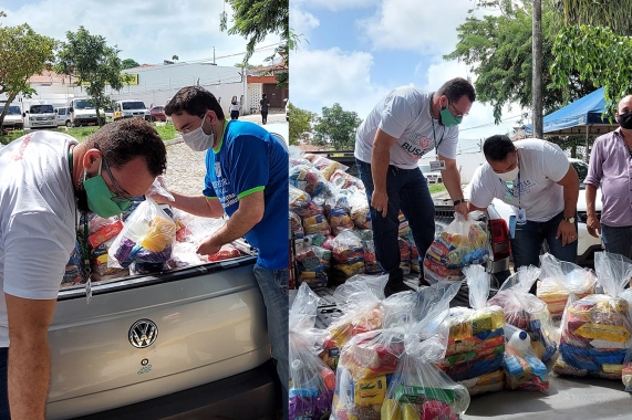 Semtas e Busão Solidário entregam cestas e kits para motoristas de transporte escolar