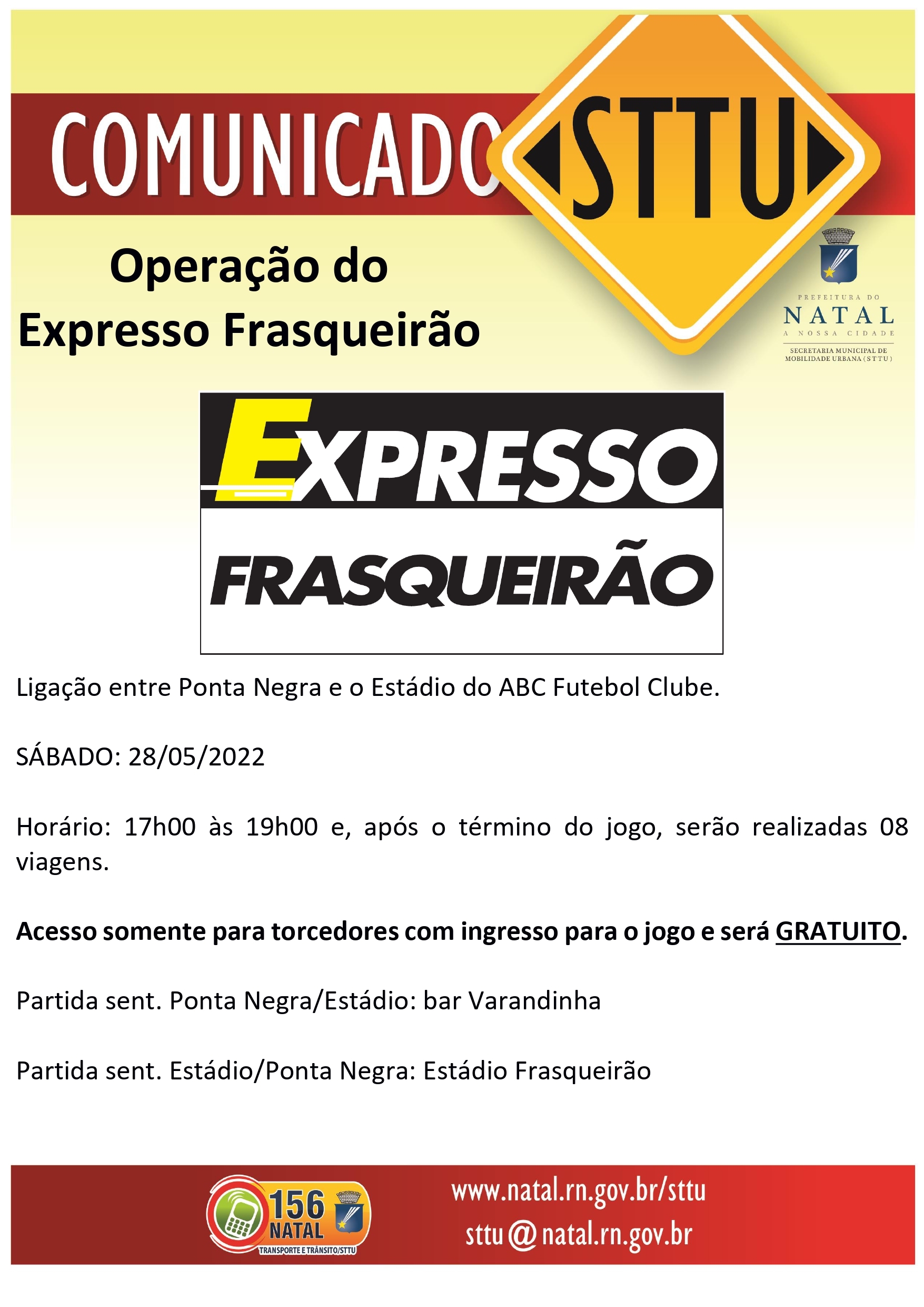 Expresso Frasqueirão atenderá torcedores do ABC no sábado (28)