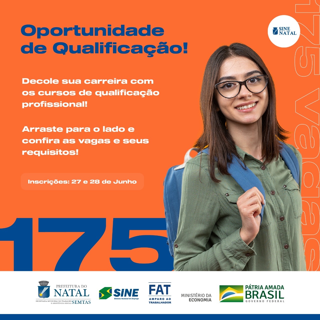 Prefeitura do Natal abre inscrições para 175 novas vagas em cursos de qualificação profissional
