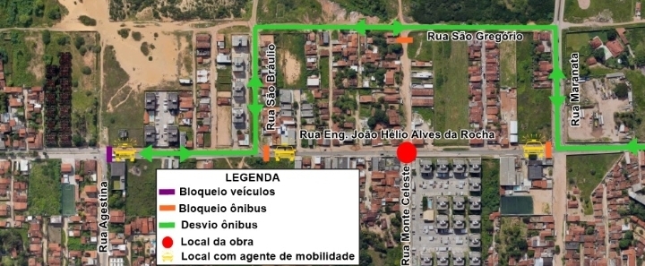 Rua Eng. João Hélio Alves da Rocha terá trecho com bloqueio viário