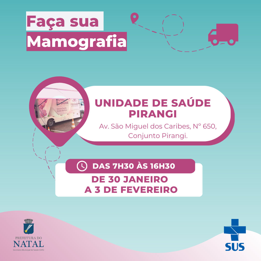 Serviço itinerante de mamografia chega à UBS Pirangi