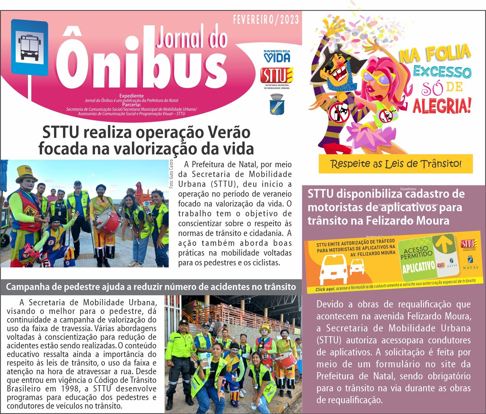 Jornal do Ônibus destaca operação Verão e a campanha de empoderamento do pedestre