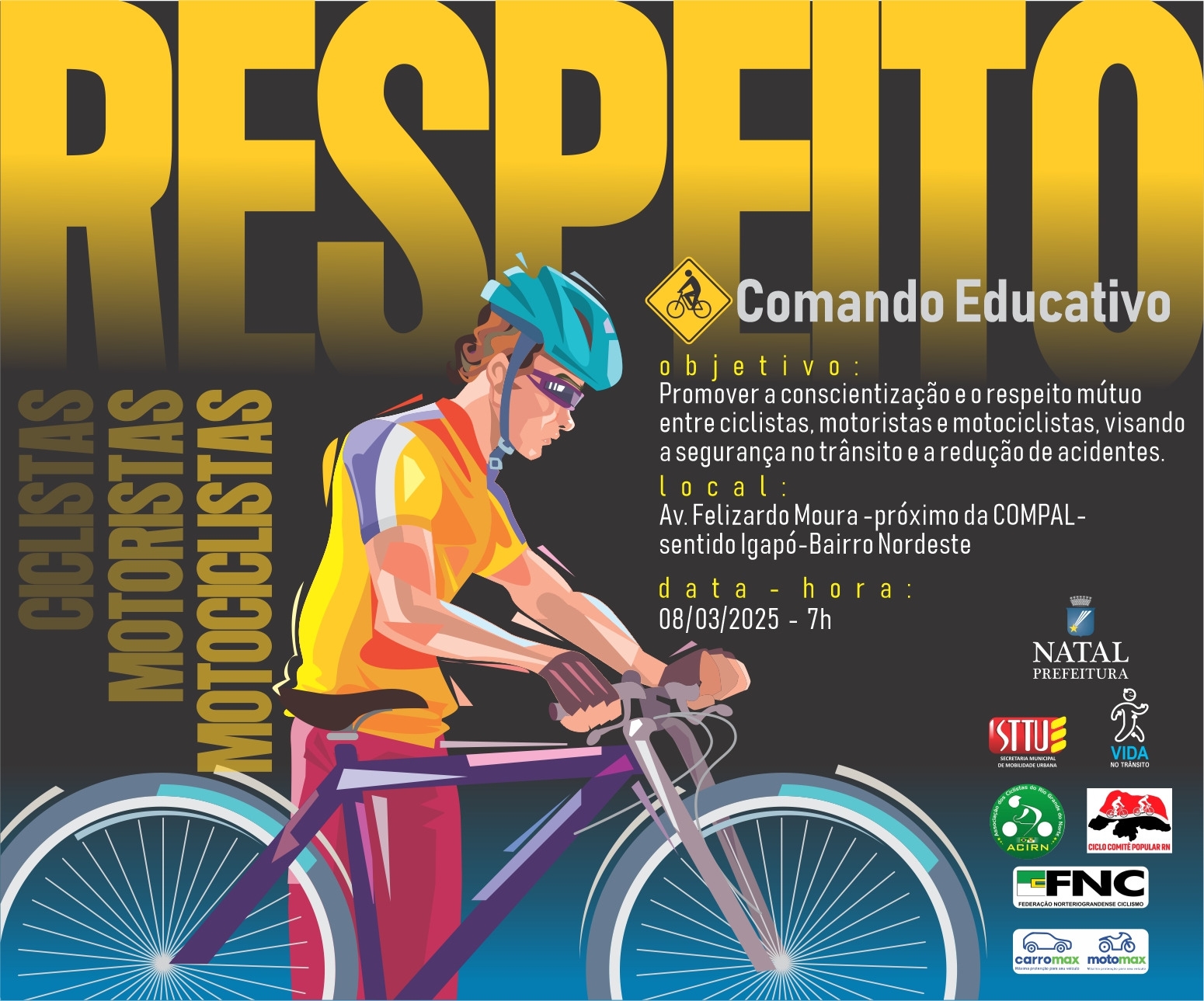 Comando educativo foca respeito mútuo no trânsito de Natal